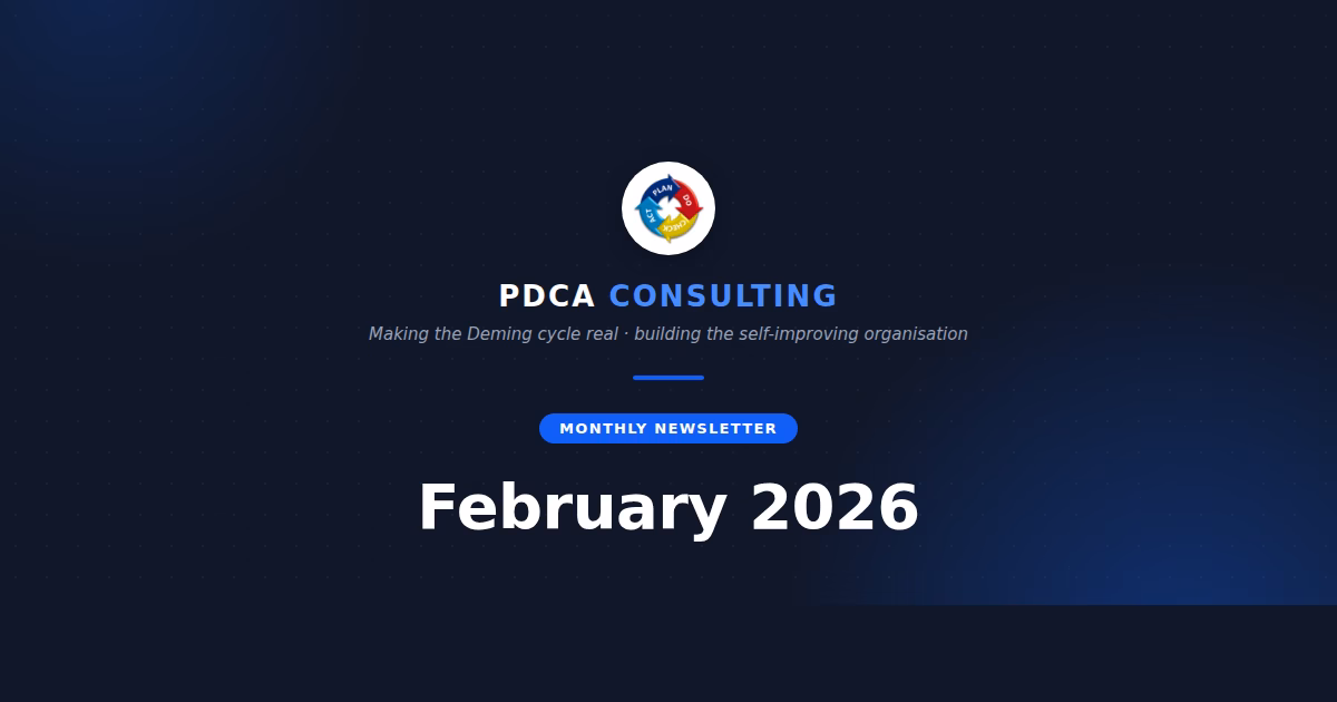 PDCA Consulting monthly newsletter header - February 2026