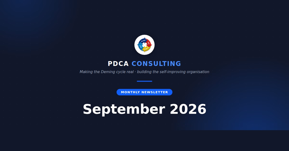 PDCA Consulting monthly newsletter header - September 2026