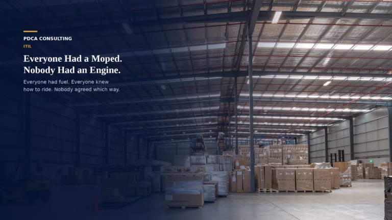 Illustration contrasting scattered warehouse, representing fragmented versus aligned knowledge management